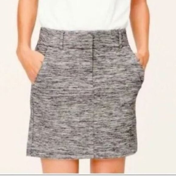ANN TAYLOR LOFT Size 8 Gray Heather Cotton Blend Stretch Mini Skirt Simone Work - Picture 1 of 8